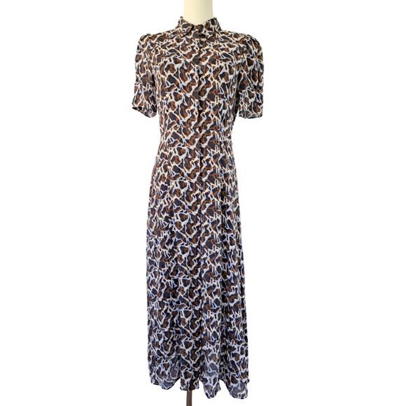 THEORY Jasper Silk Midi Shirt Dress Size 2 A-line Business Casual Short Sleeve - Picture 9 of 13